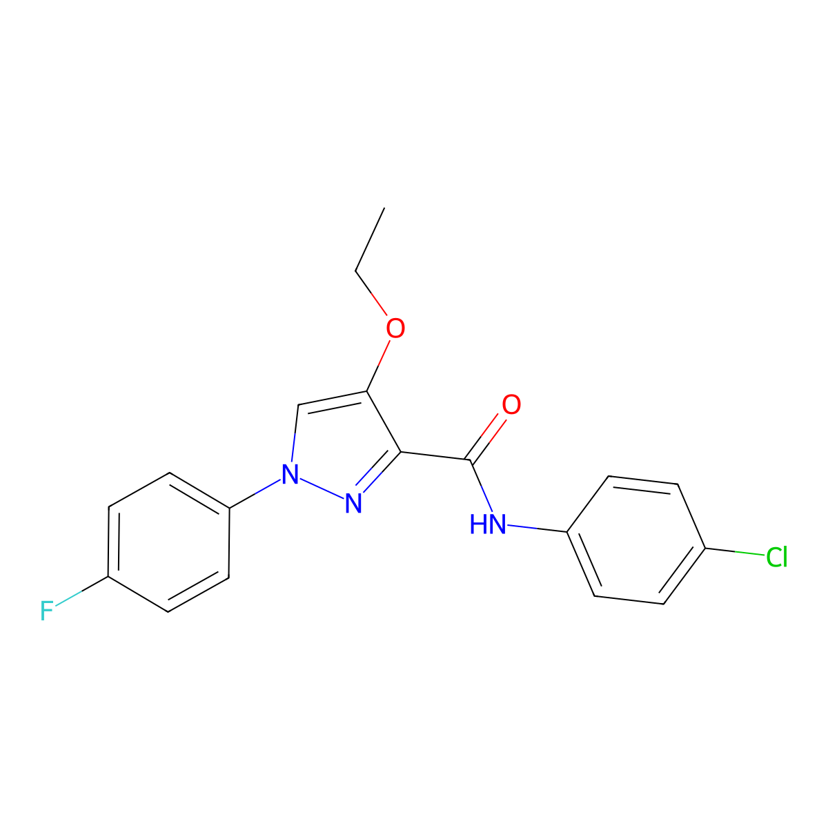 N-(4-chlorophenyl)-4-ethoxy-1-(4-fluorophenyl)-1H-pyrazole-3-carboxamide molecular structure, CAS 1209126-30-6