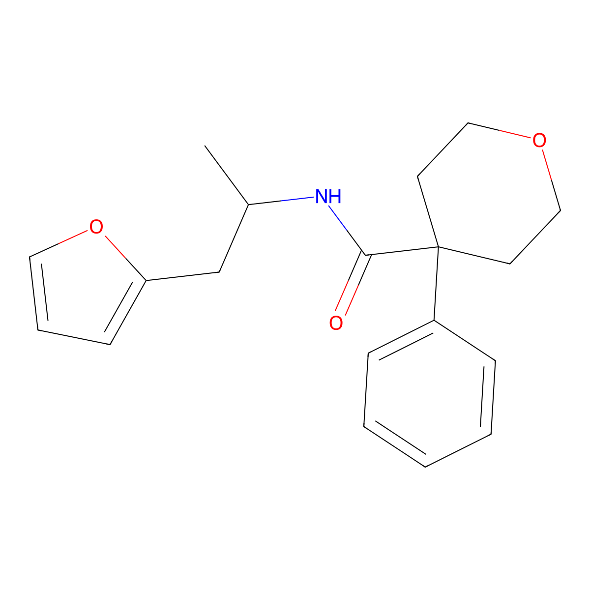 N-[1-(furan-2-yl)propan-2-yl]-4-phenyloxane-4-carboxamide molecular structure, CAS 1209129-62-3