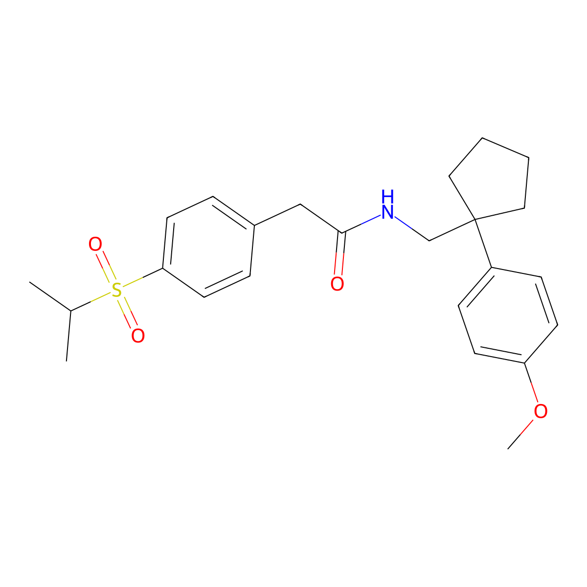 2-(4-(isopropylsulfonyl)phenyl)-N-((1-(4-methoxyphenyl)cyclopentyl)methyl)acetamide molecular structure, CAS 1209132-75-1