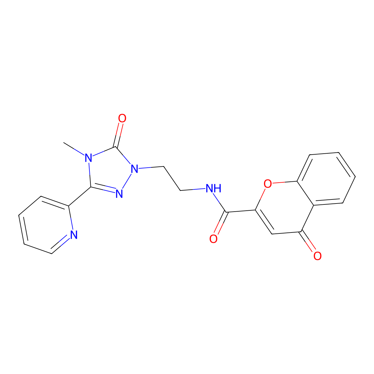 N-(2-(4-methyl-5-oxo-3-(pyridin-2-yl)-4,5-dihydro-1H-1,2,4-triazol-1-yl)ethyl)-4-oxo-4H-chromene-2-carboxamide molecular structure, CAS 1209136-98-0
