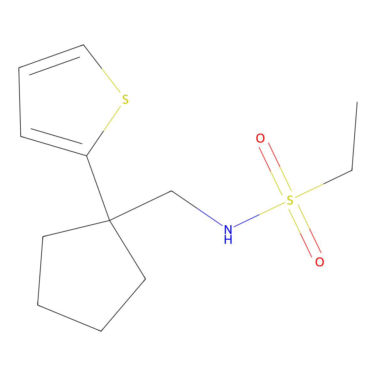 N-((1-(thiophen-2-yl)cyclopentyl)methyl)ethanesulfonamide molecular structure, CAS 1209141-88-7