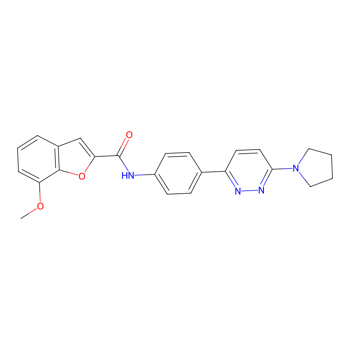 7-methoxy-N-(4-(6-(pyrrolidin-1-yl)pyridazin-3-yl)phenyl)benzofuran-2-carboxamide molecular structure, CAS 1209143-78-1