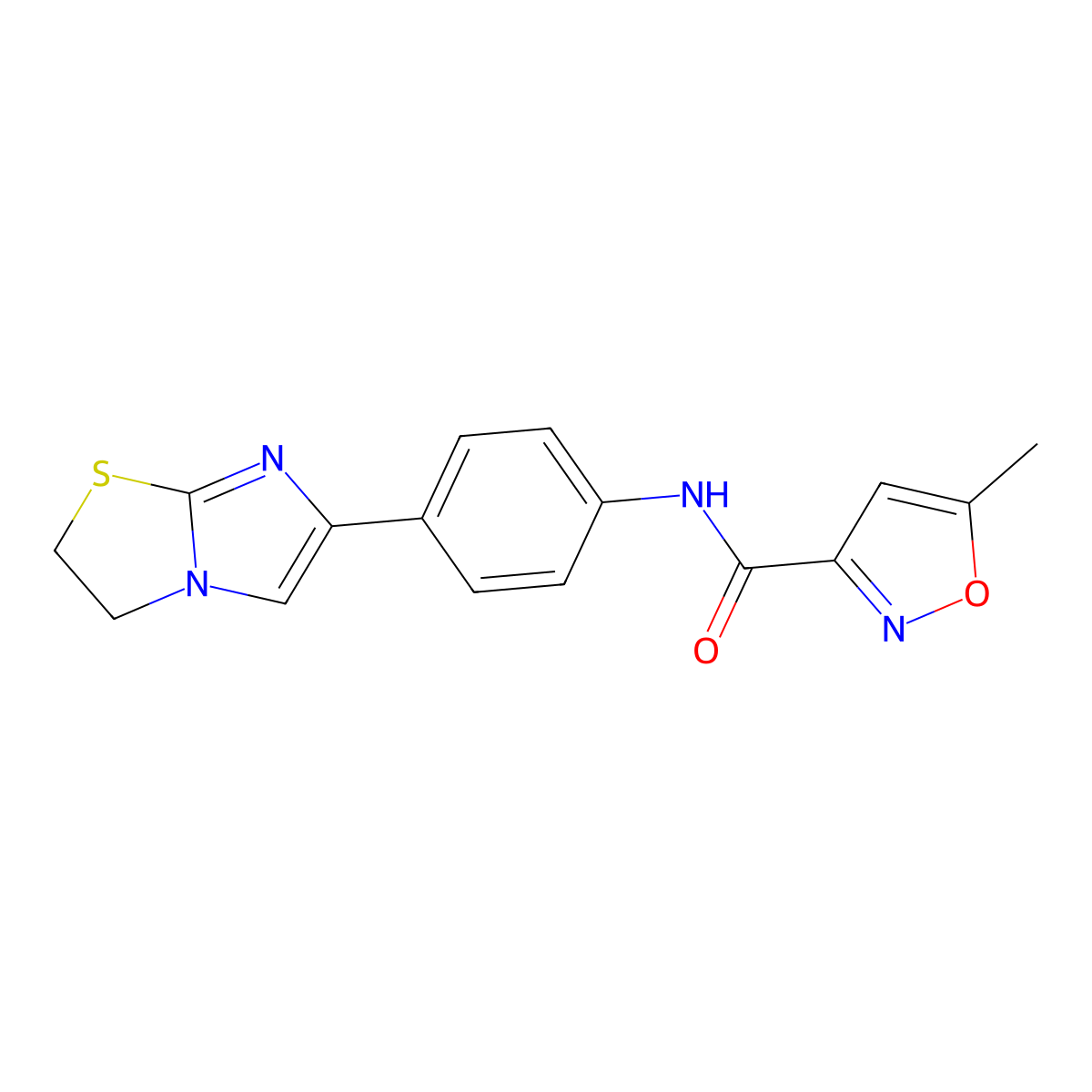 N-(4-(2,3-dihydroimidazo[2,1-b]thiazol-6-yl)phenyl)-5-methylisoxazole-3-carboxamide molecular structure, CAS 1209144-42-2