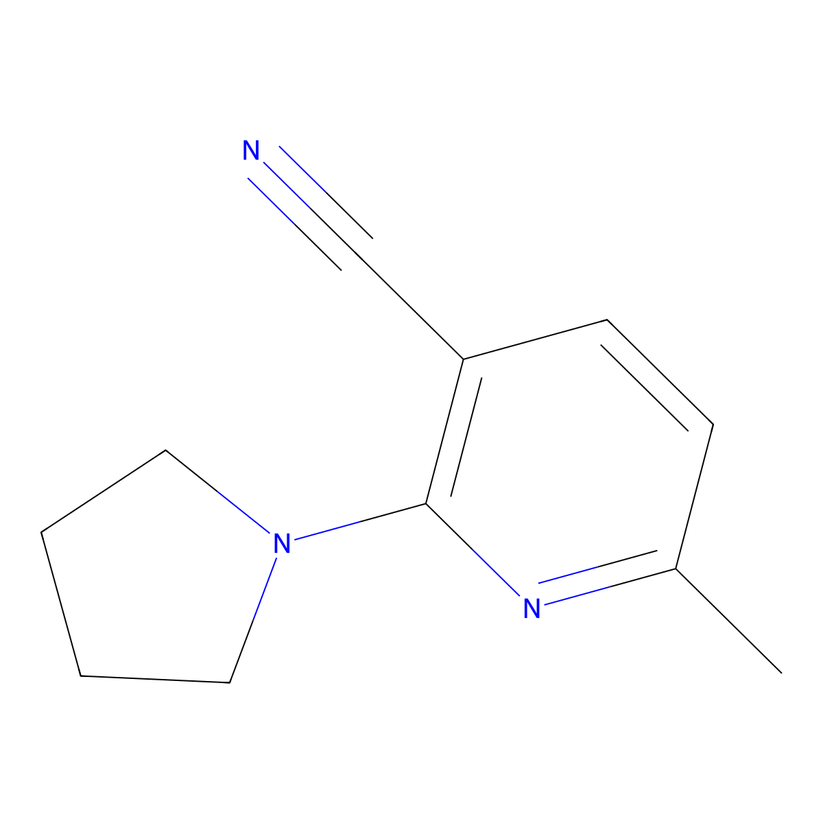 6-Methyl-2-(pyrrolidin-1-yl)pyridine-3-carbonitrile molecular structure, CAS 1209155-95-2