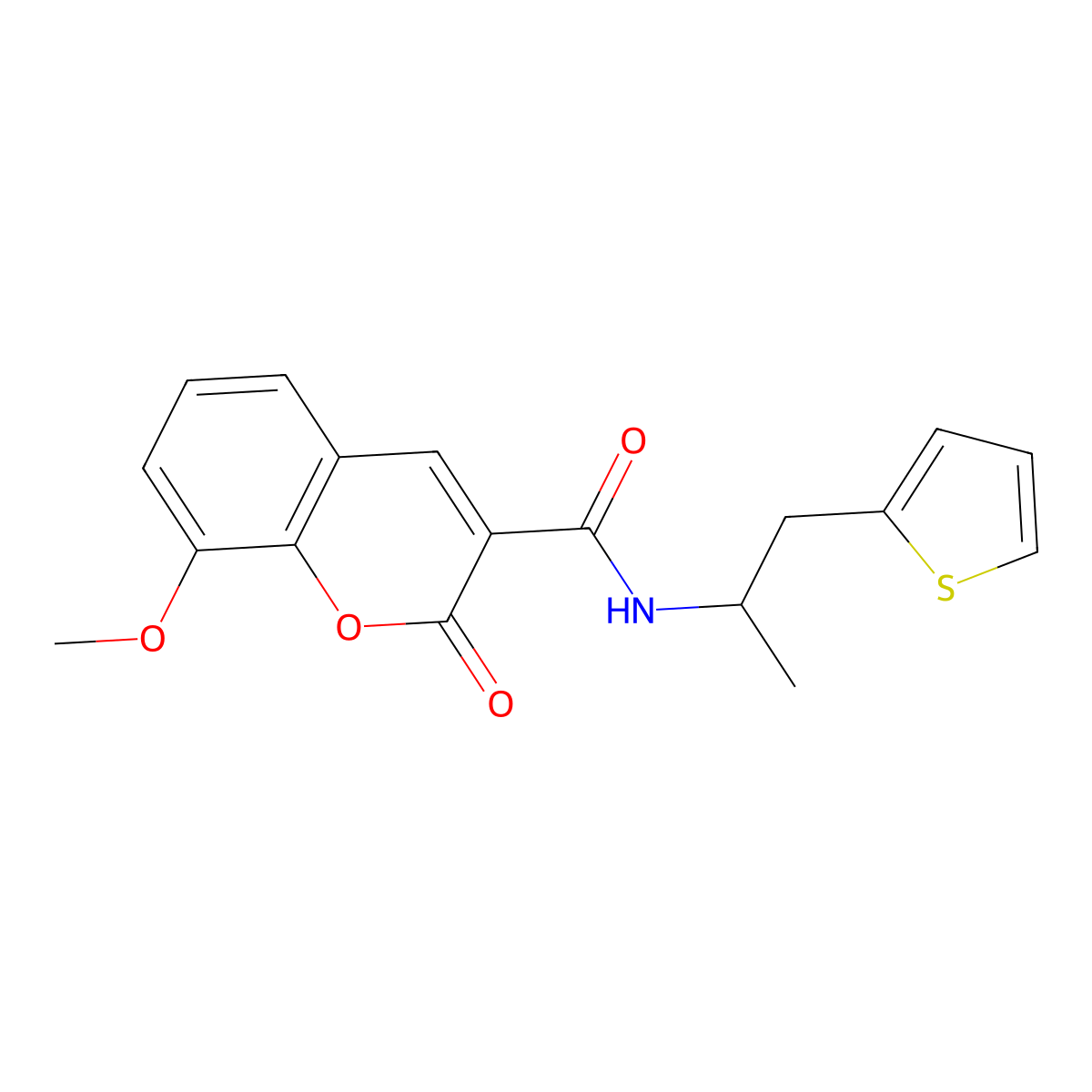 8-methoxy-2-oxo-N-(1-(thiophen-2-yl)propan-2-yl)-2H-chromene-3-carboxamide molecular structure, CAS 1209157-55-0
