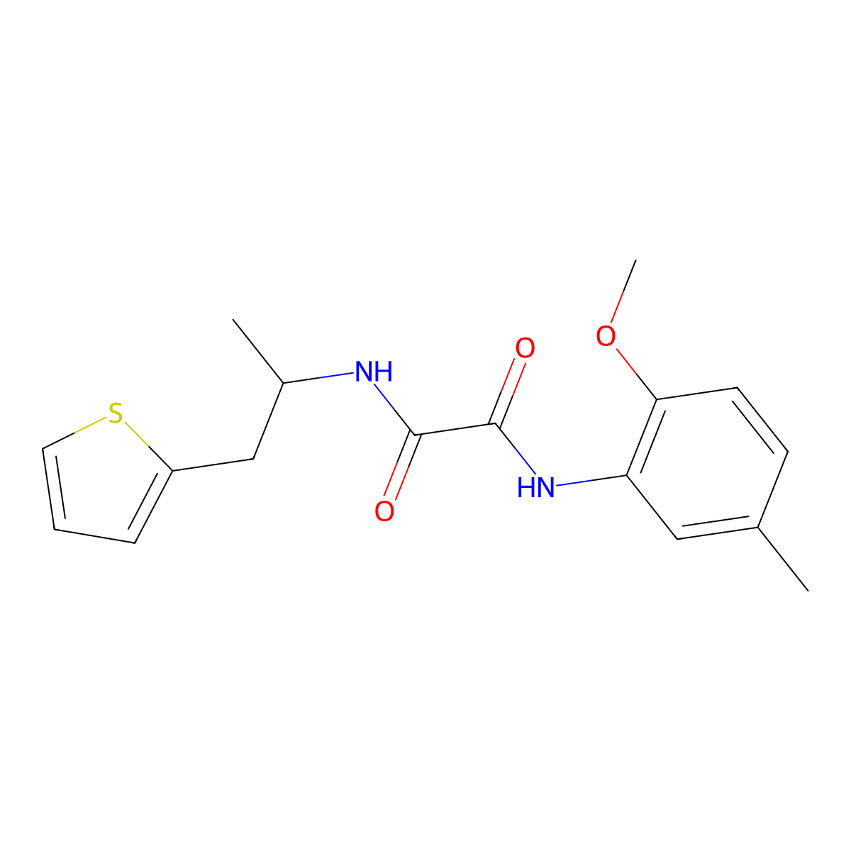 N1-(2-methoxy-5-methylphenyl)-N2-(1-(thiophen-2-yl)propan-2-yl)oxalamide molecular structure, CAS 1209159-50-1