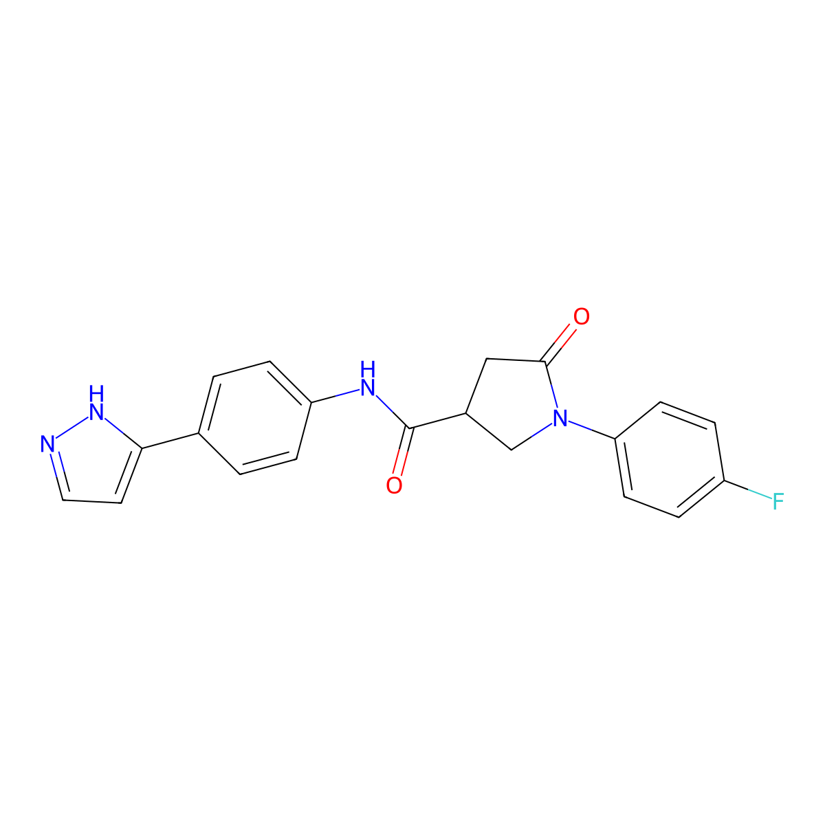 N-(4-(1H-pyrazol-3-yl)phenyl)-1-(4-fluorophenyl)-5-oxopyrrolidine-3-carboxamide molecular structure, CAS 1209167-71-4