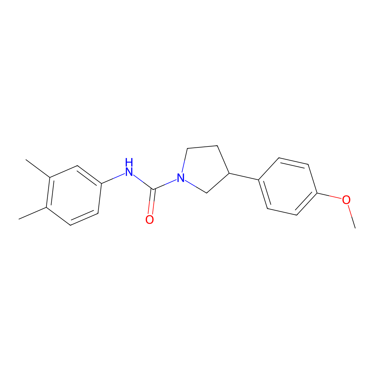 N-(3,4-dimethylphenyl)-3-(4-methoxyphenyl)pyrrolidine-1-carboxamide molecular structure, CAS 1209170-21-7