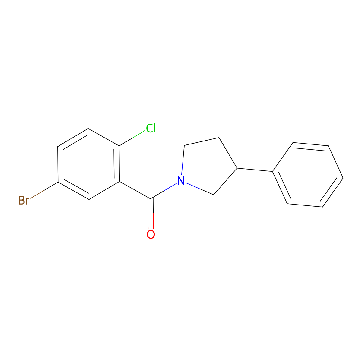 (5-Bromo-2-chlorophenyl)(3-phenylpyrrolidin-1-yl)methanone molecular structure, CAS 1209171-14-1