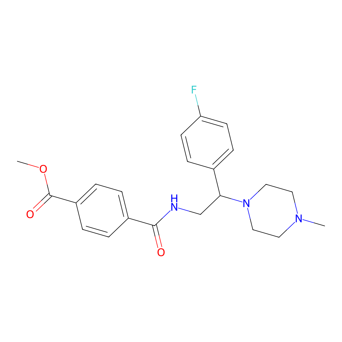 Methyl 4-((2-(4-fluorophenyl)-2-(4-methylpiperazin-1-yl)ethyl)carbamoyl)benzoate molecular structure, CAS 1209172-70-2