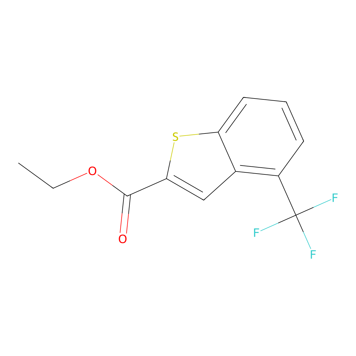 Ethyl 4-(trifluoromethyl)benzo[b]thiophene-2-carboxylate molecular structure, CAS 1209178-96-0