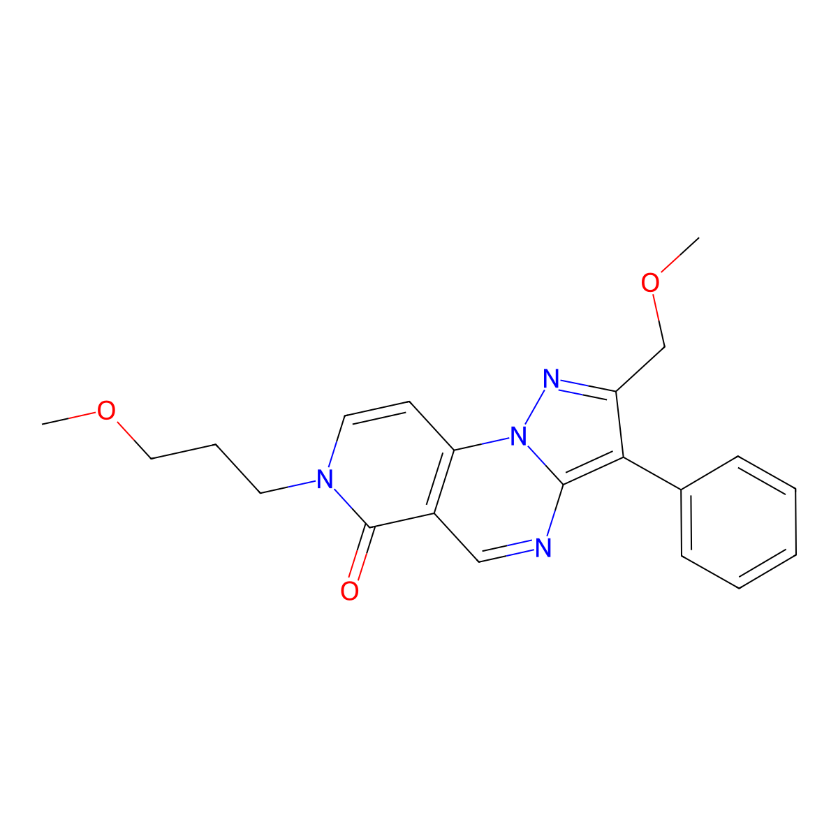 2-(methoxymethyl)-7-(3-methoxypropyl)-3-phenylpyrazolo[1,5-a]pyrido[3,4-e]pyrimidin-6(7H)-one molecular structure, CAS 1209180-99-3