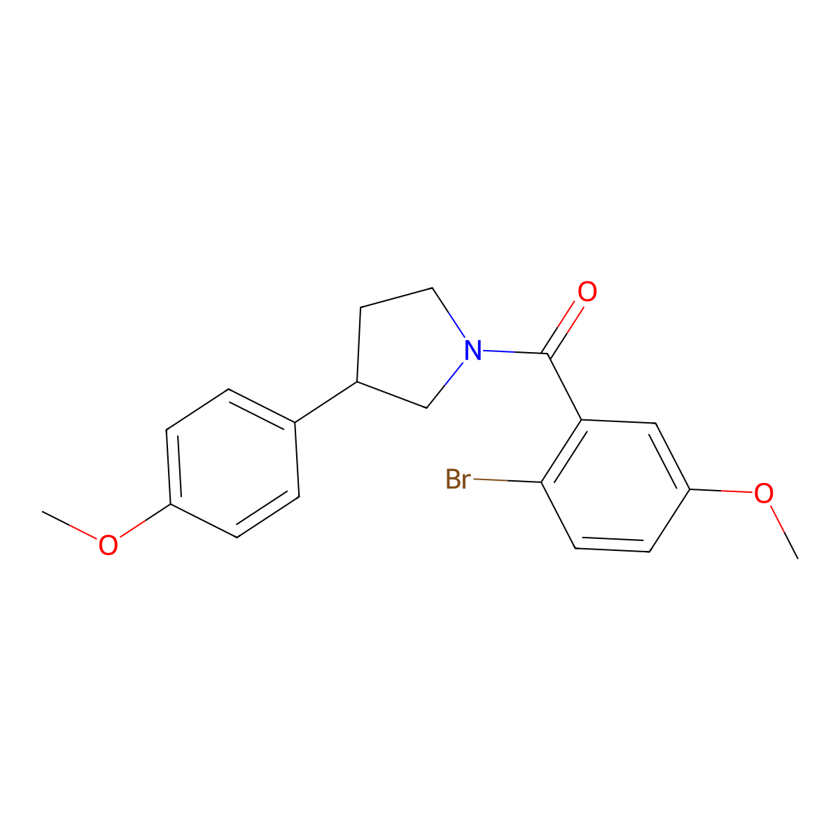(2-Bromo-5-methoxyphenyl)(3-(4-methoxyphenyl)pyrrolidin-1-yl)methanone molecular structure, CAS 1209184-01-9