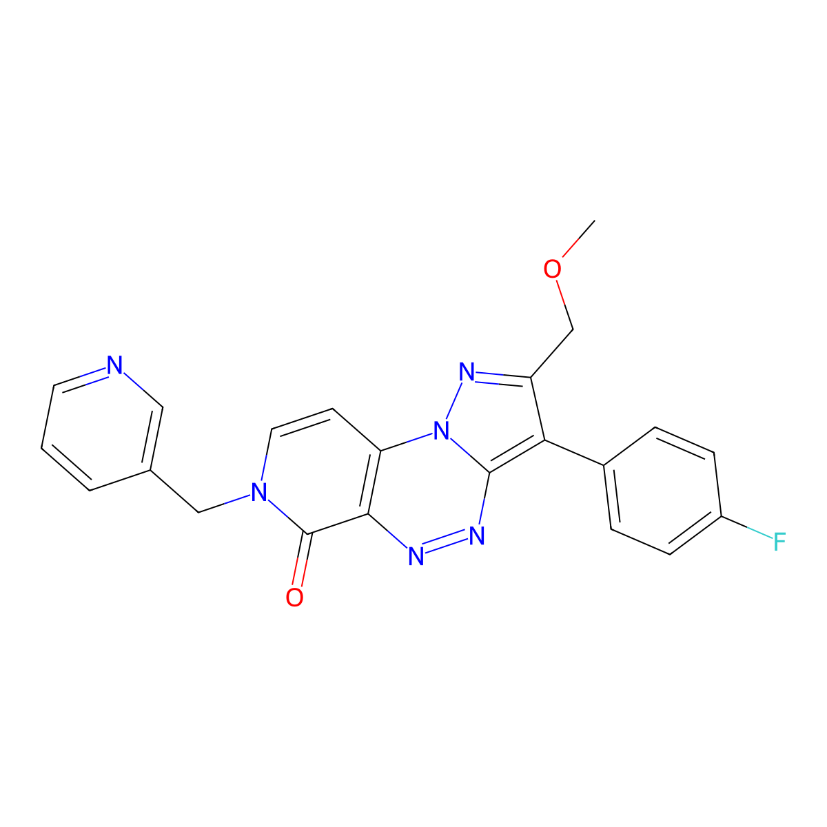 3-(4-fluorophenyl)-2-(methoxymethyl)-7-(pyridin-3-ylmethyl)pyrazolo[5,1-c]pyrido[4,3-e][1,2,4]triazin-6(7H)-one molecular structure, CAS 1209186-90-2