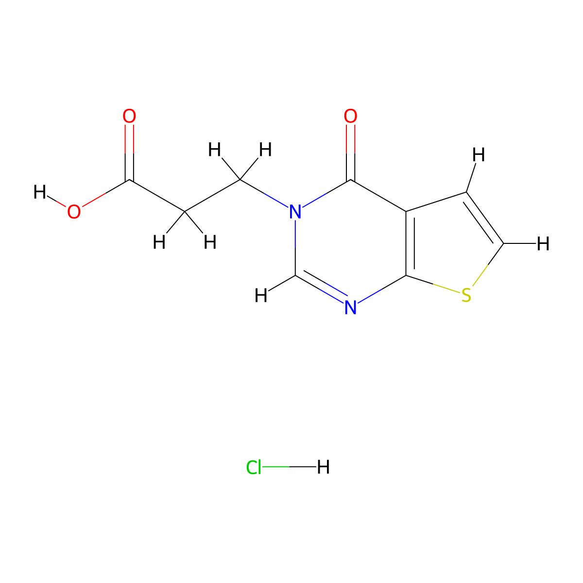 3-{4-oxo-3H,4H-thieno[2,3-d]pyrimidin-3-yl}propanoic acid hydrochloride molecular structure, CAS 1209189-00-3