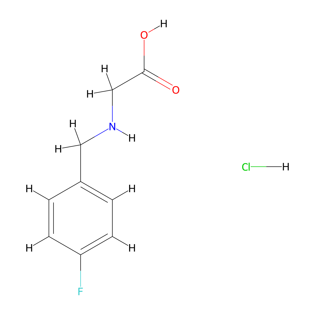 2-{[(4-Fluorophenyl)methyl]amino}acetic acid hydrochloride molecular structure, CAS 1209190-30-6