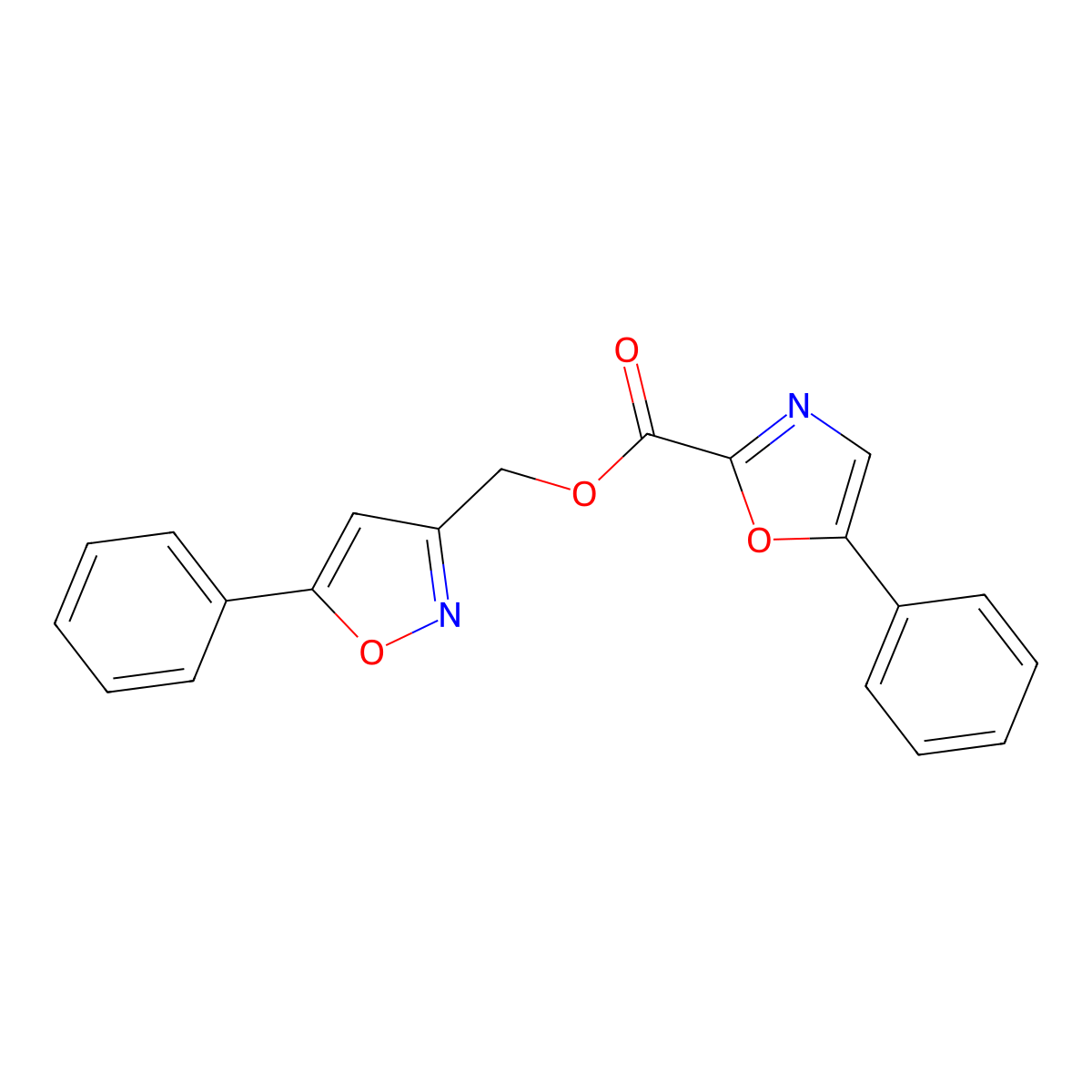 (5-Phenylisoxazol-3-yl)methyl 5-phenyloxazole-2-carboxylate molecular structure, CAS 1209192-01-7