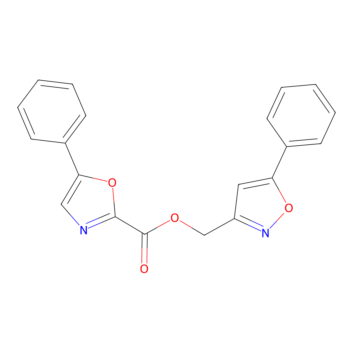 (5-Phenylisoxazol-3-yl)methyl 5-phenyloxazole-2-carboxylate molecular structure, CAS 1209192-01-7