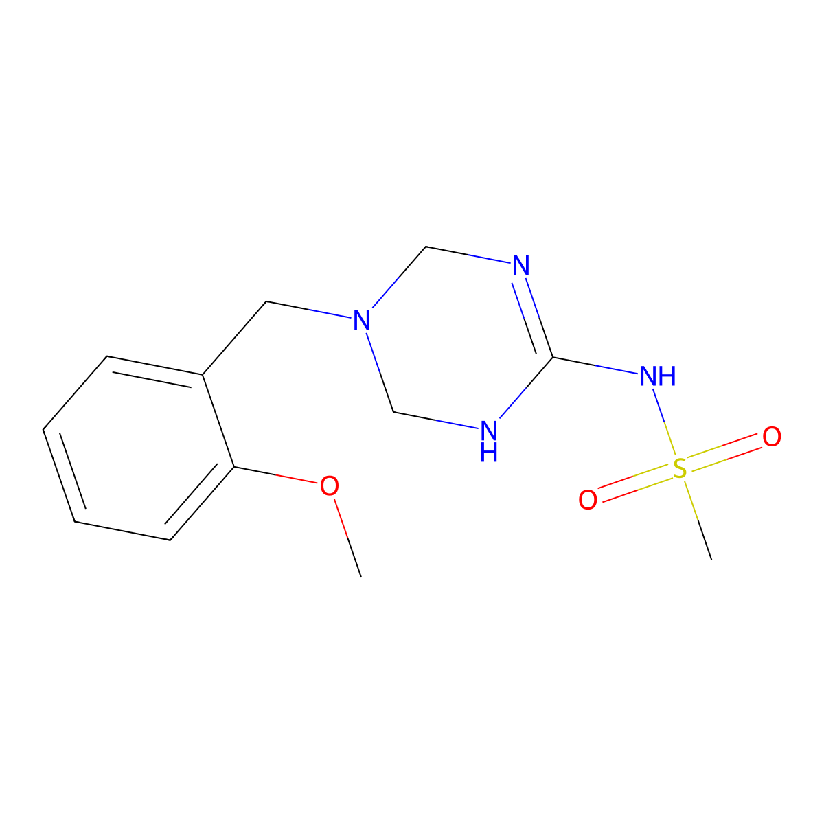 N-[5-(2-methoxybenzyl)-1,4,5,6-tetrahydro-1,3,5-triazin-2-yl]methanesulfonamide molecular structure, CAS 1209195-31-2