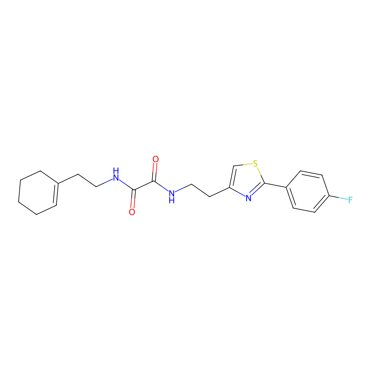 N1-(2-(cyclohex-1-en-1-yl)ethyl)-N2-(2-(2-(4-fluorophenyl)thiazol-4-yl)ethyl)oxalamide molecular structure, CAS 1209196-25-7