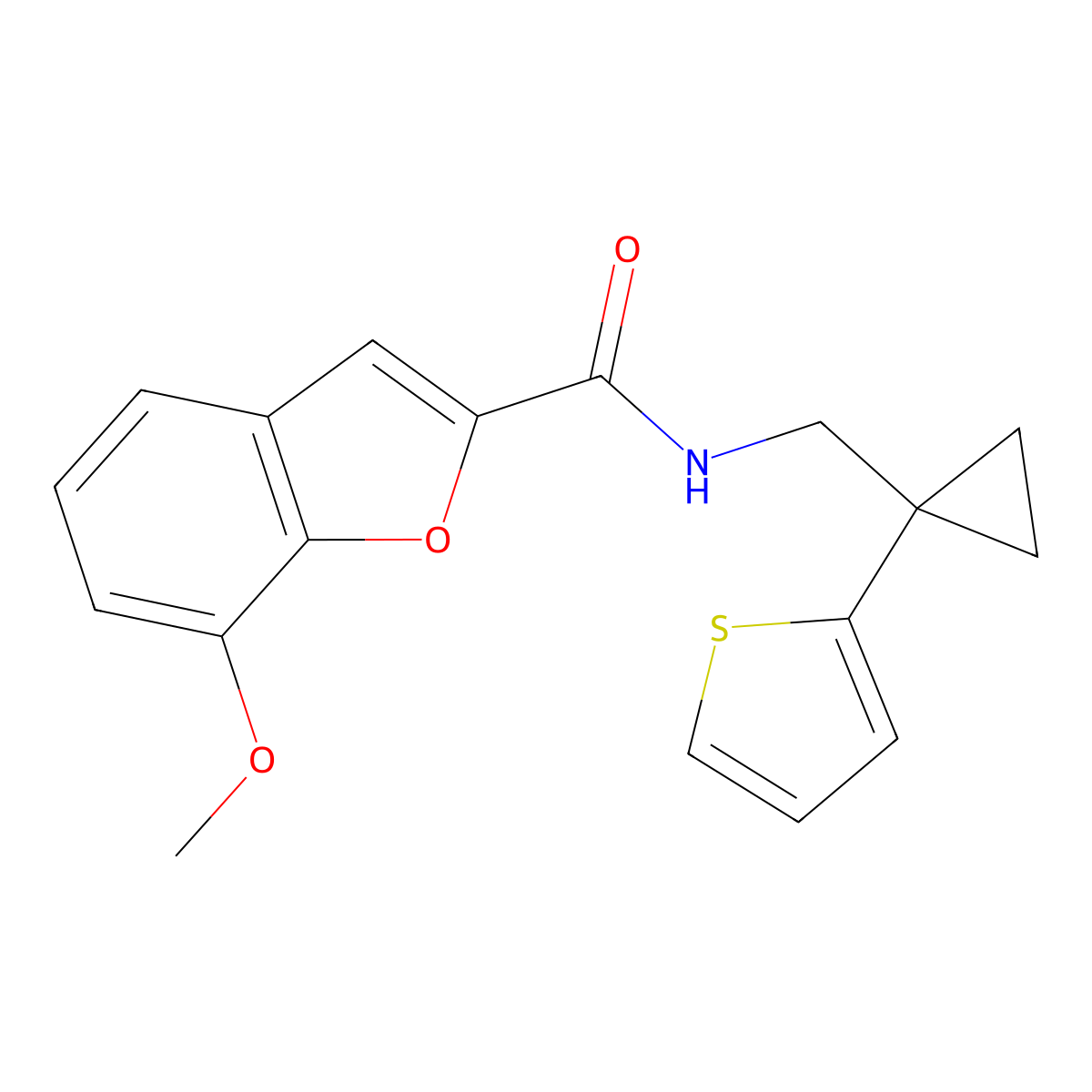 7-methoxy-N-((1-(thiophen-2-yl)cyclopropyl)methyl)benzofuran-2-carboxamide molecular structure, CAS 1209197-49-8