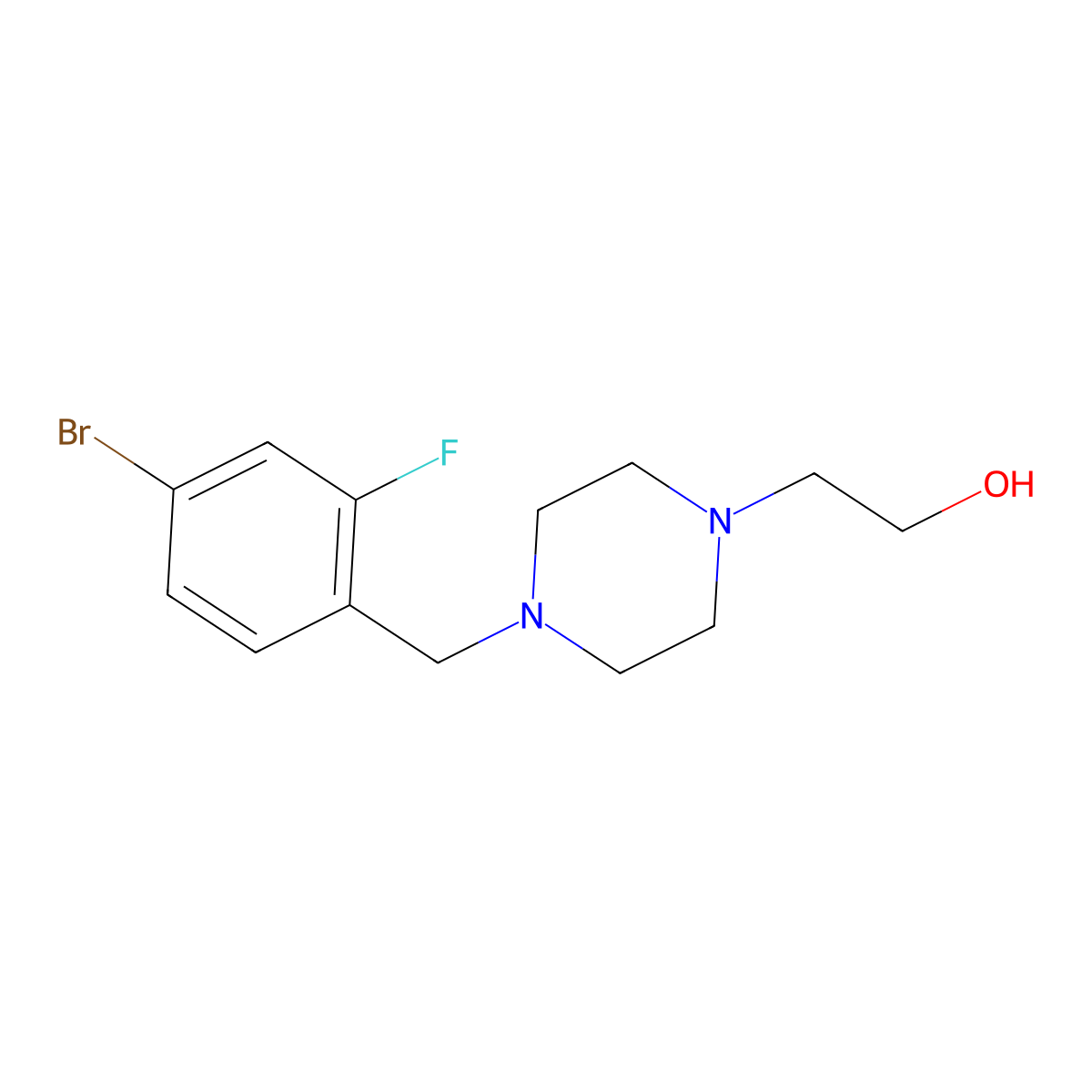 2-(4-(4-Bromo-2-fluorobenzyl)piperazin-1-yl)ethanol molecular structure, CAS 1209199-46-1
