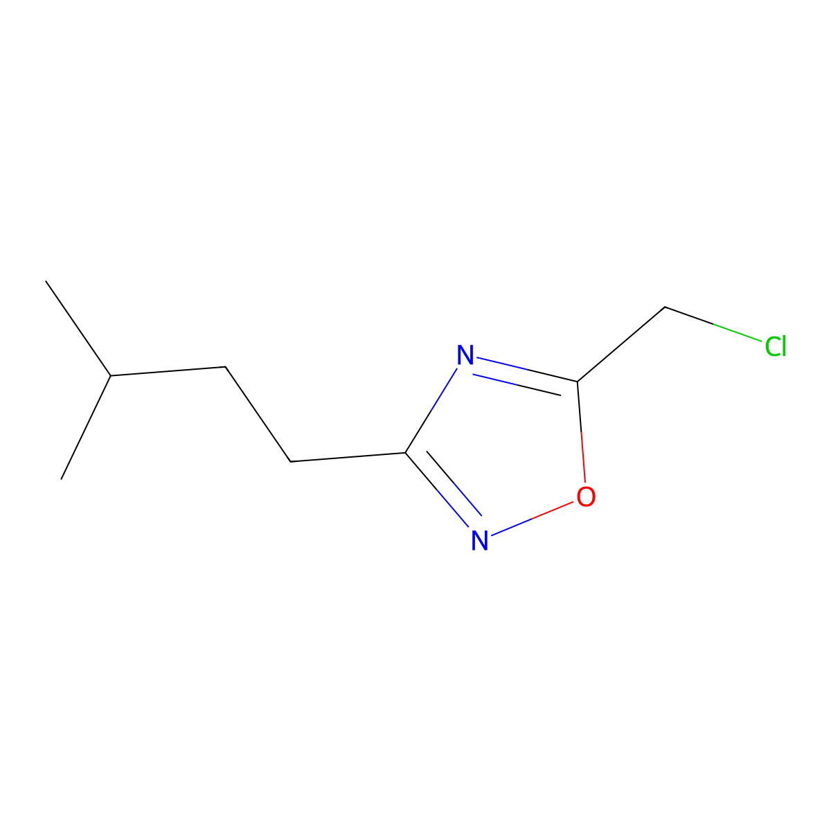 5-(Chloromethyl)-3-isopentyl-1,2,4-oxadiazole molecular structure, CAS 1209200-59-8