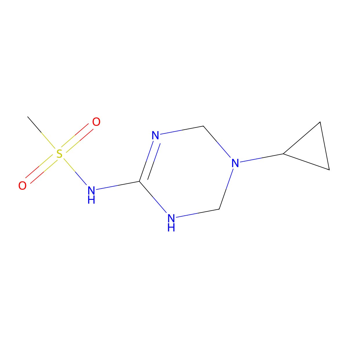N-(5-cyclopropyl-1,4,5,6-tetrahydro-1,3,5-triazin-2-yl)methanesulfonamide molecular structure, CAS 1209203-08-6
