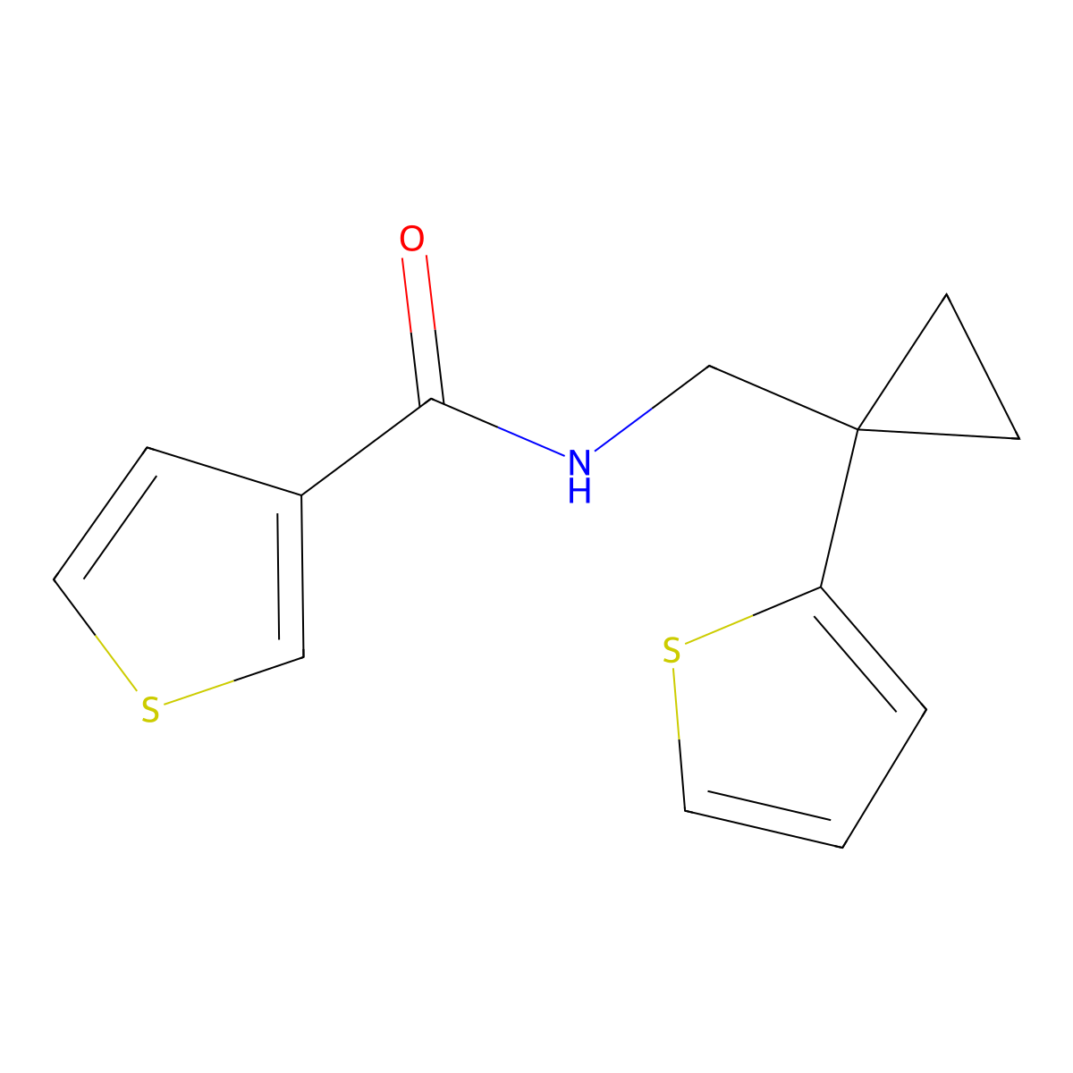 N-((1-(thiophen-2-yl)cyclopropyl)methyl)thiophene-3-carboxamide molecular structure, CAS 1209208-45-6