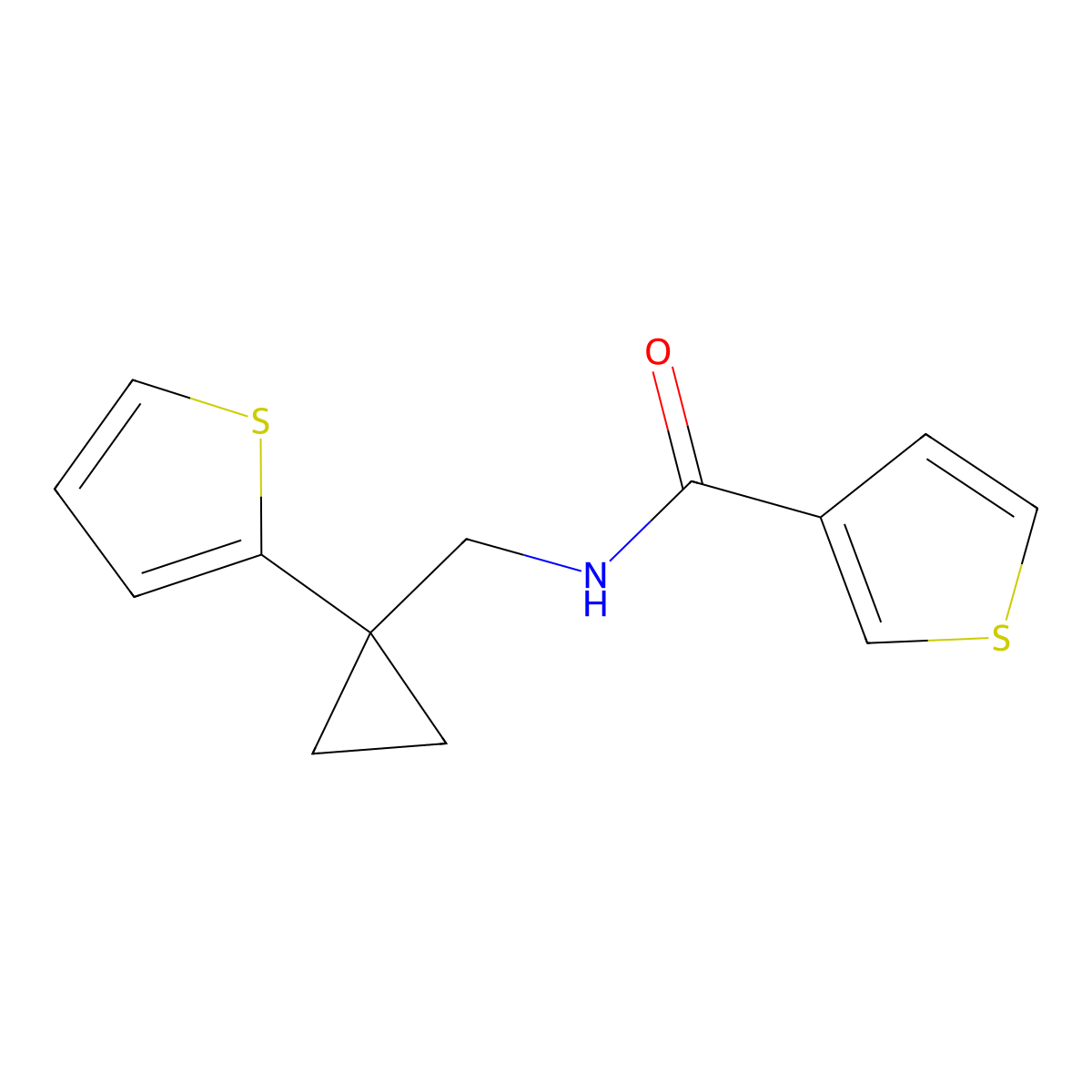 N-((1-(thiophen-2-yl)cyclopropyl)methyl)thiophene-3-carboxamide molecular structure, CAS 1209208-45-6