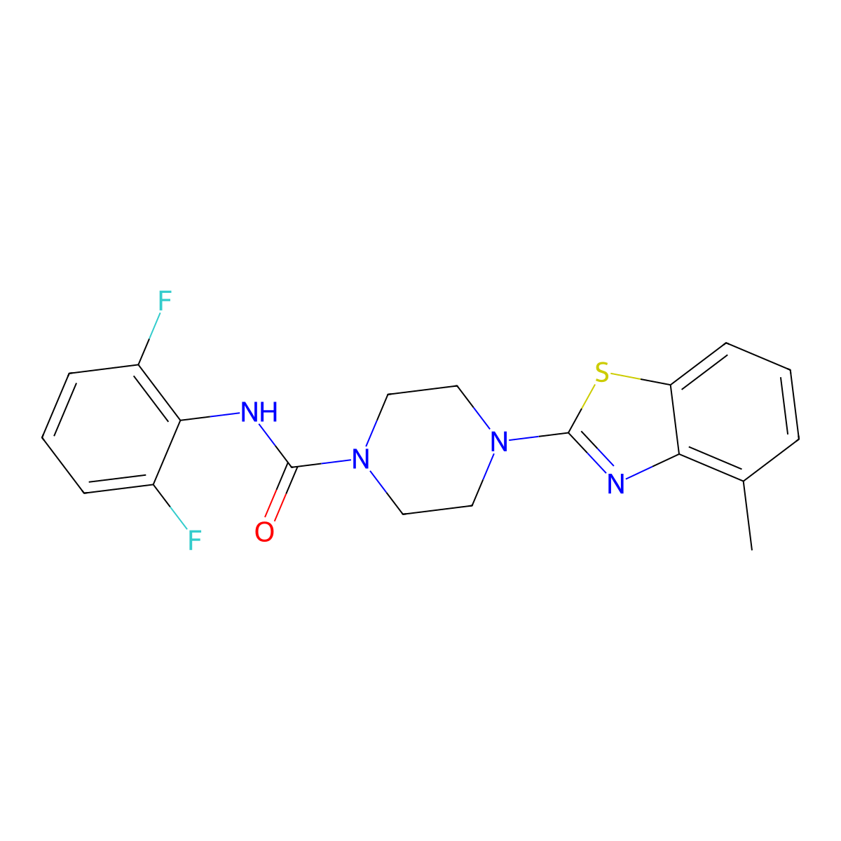 N-(2,6-difluorophenyl)-4-(4-methylbenzo[d]thiazol-2-yl)piperazine-1-carboxamide molecular structure, CAS 1209221-30-6