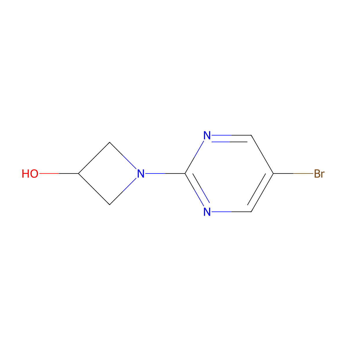 1-(5-Bromopyrimidin-2-yl)azetidin-3-ol molecular structure, CAS 1209222-50-3