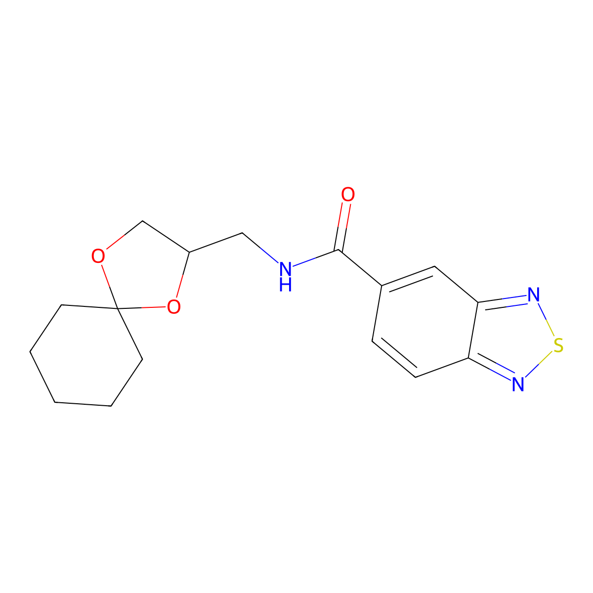 N-(1,4-dioxaspiro[4.5]decan-2-ylmethyl)benzo[c][1,2,5]thiadiazole-5-carboxamide molecular structure, CAS 1209225-36-4
