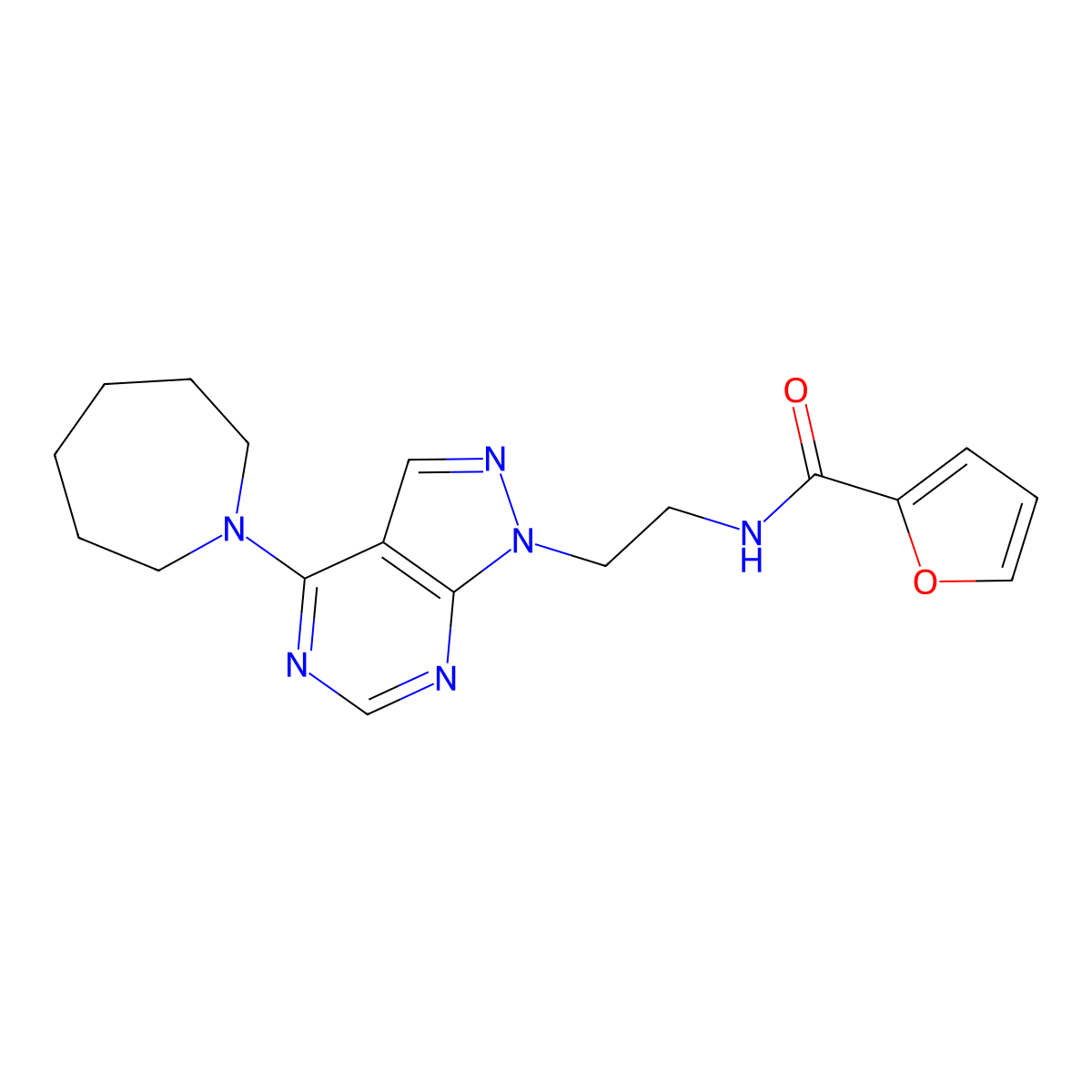 N-{2-[4-(azepan-1-yl)-1H-pyrazolo[3,4-d]pyrimidin-1-yl]ethyl}furan-2-carboxamide molecular structure, CAS 1209227-80-4