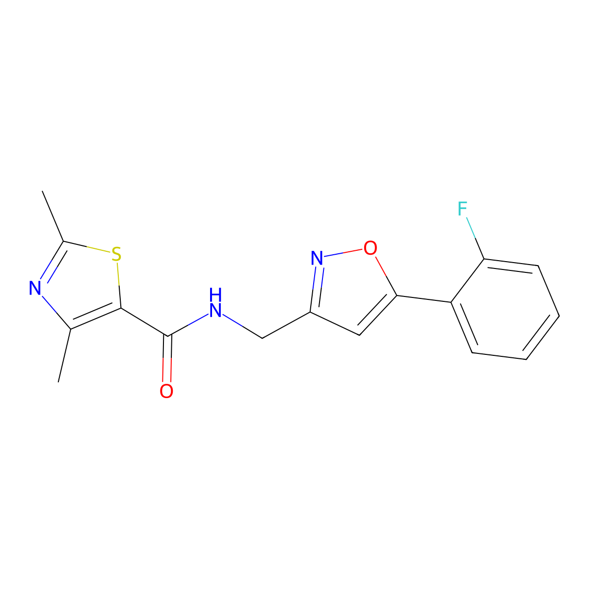 N-{[5-(2-fluorophenyl)-1,2-oxazol-3-yl]methyl}-2,4-dimethyl-1,3-thiazole-5-carboxamide molecular structure, CAS 1209231-00-4