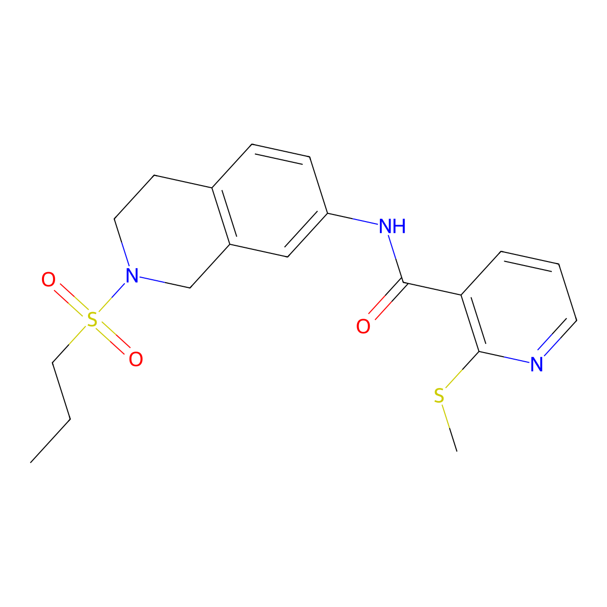 2-(methylthio)-N-(2-(propylsulfonyl)-1,2,3,4-tetrahydroisoquinolin-7-yl)nicotinamide molecular structure, CAS 1209232-79-0