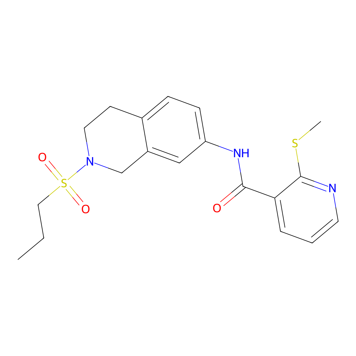 2-(methylthio)-N-(2-(propylsulfonyl)-1,2,3,4-tetrahydroisoquinolin-7-yl)nicotinamide molecular structure, CAS 1209232-79-0