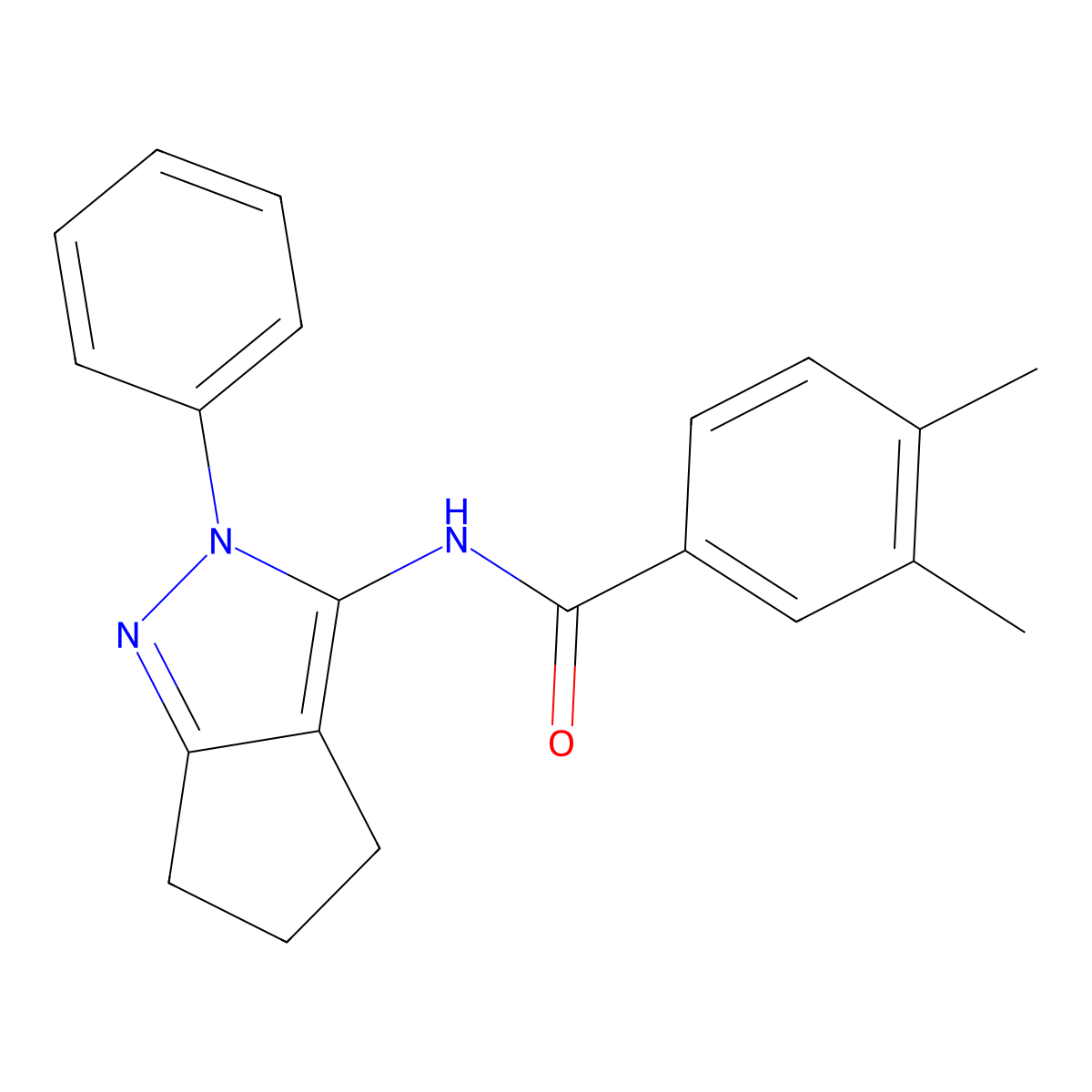 3,4-dimethyl-N-(2-phenyl-2,4,5,6-tetrahydrocyclopenta[c]pyrazol-3-yl)benzamide molecular structure, CAS 1209235-76-6