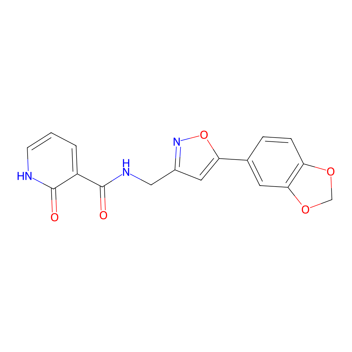 N-((5-(benzo[d][1,3]dioxol-5-yl)isoxazol-3-yl)methyl)-2-oxo-1,2-dihydropyridine-3-carboxamide molecular structure, CAS 1209236-08-7