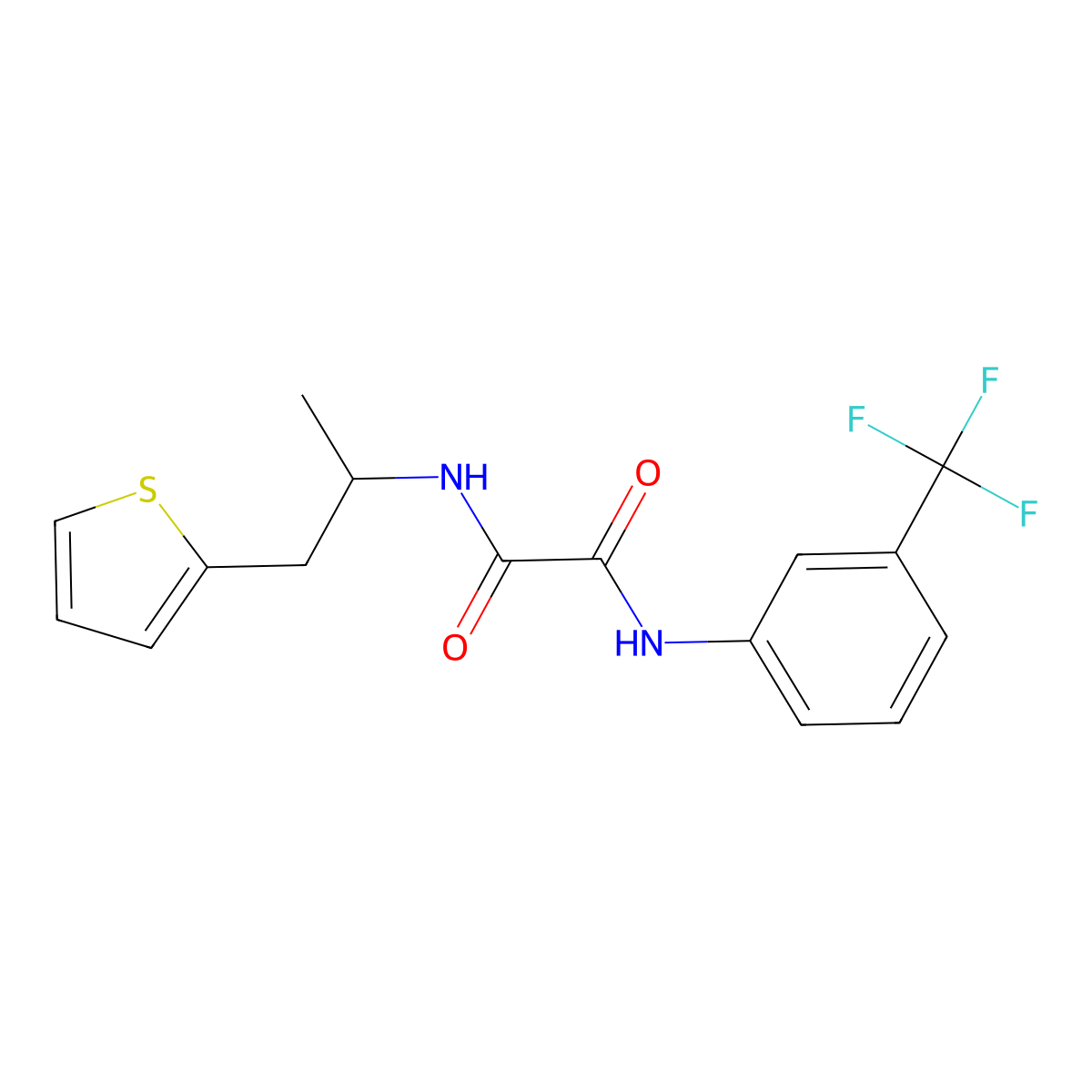 N1-(1-(thiophen-2-yl)propan-2-yl)-N2-(3-(trifluoromethyl)phenyl)oxalamide molecular structure, CAS 1209236-12-3