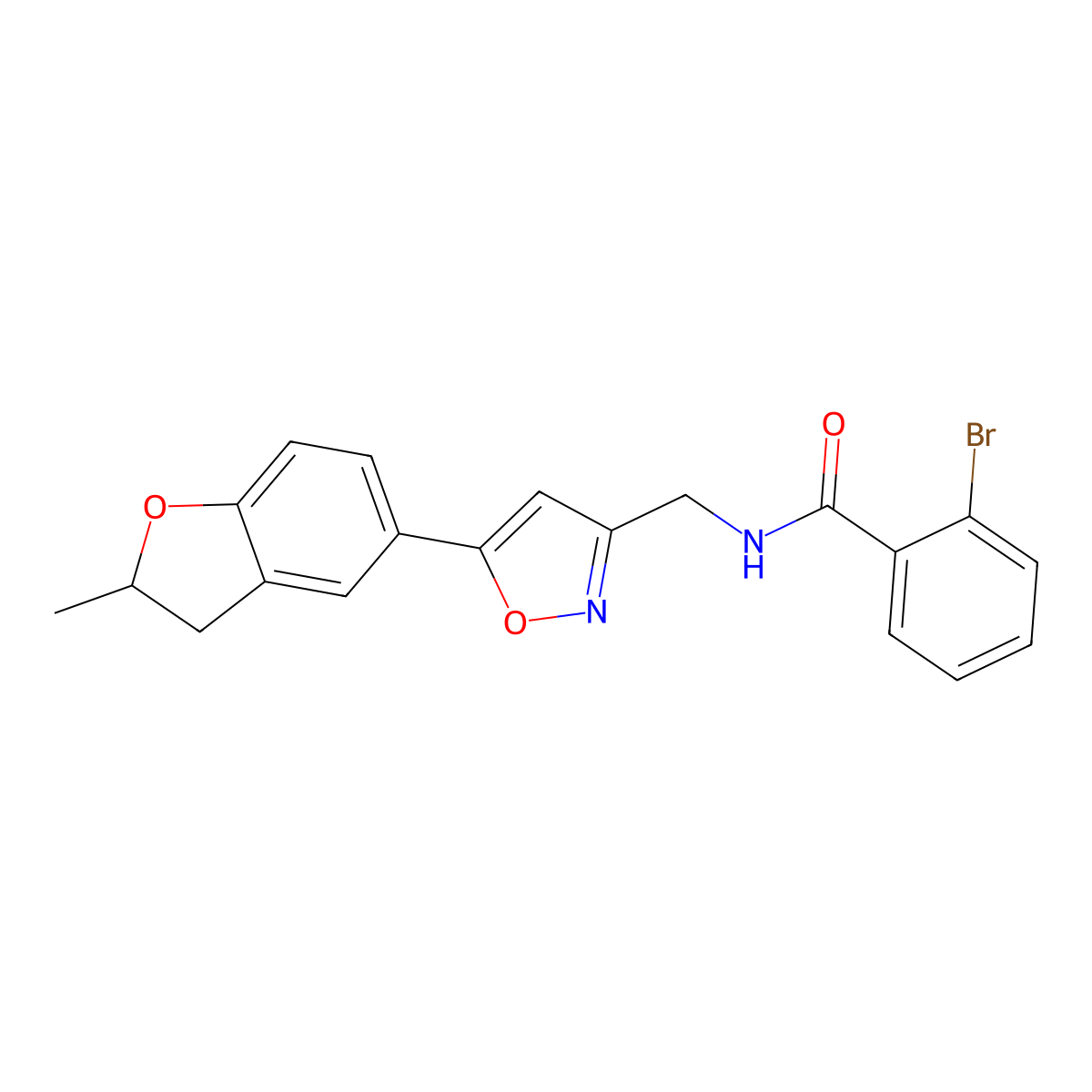 2-bromo-N-((5-(2-methyl-2,3-dihydrobenzofuran-5-yl)isoxazol-3-yl)methyl)benzamide molecular structure, CAS 1209236-38-3