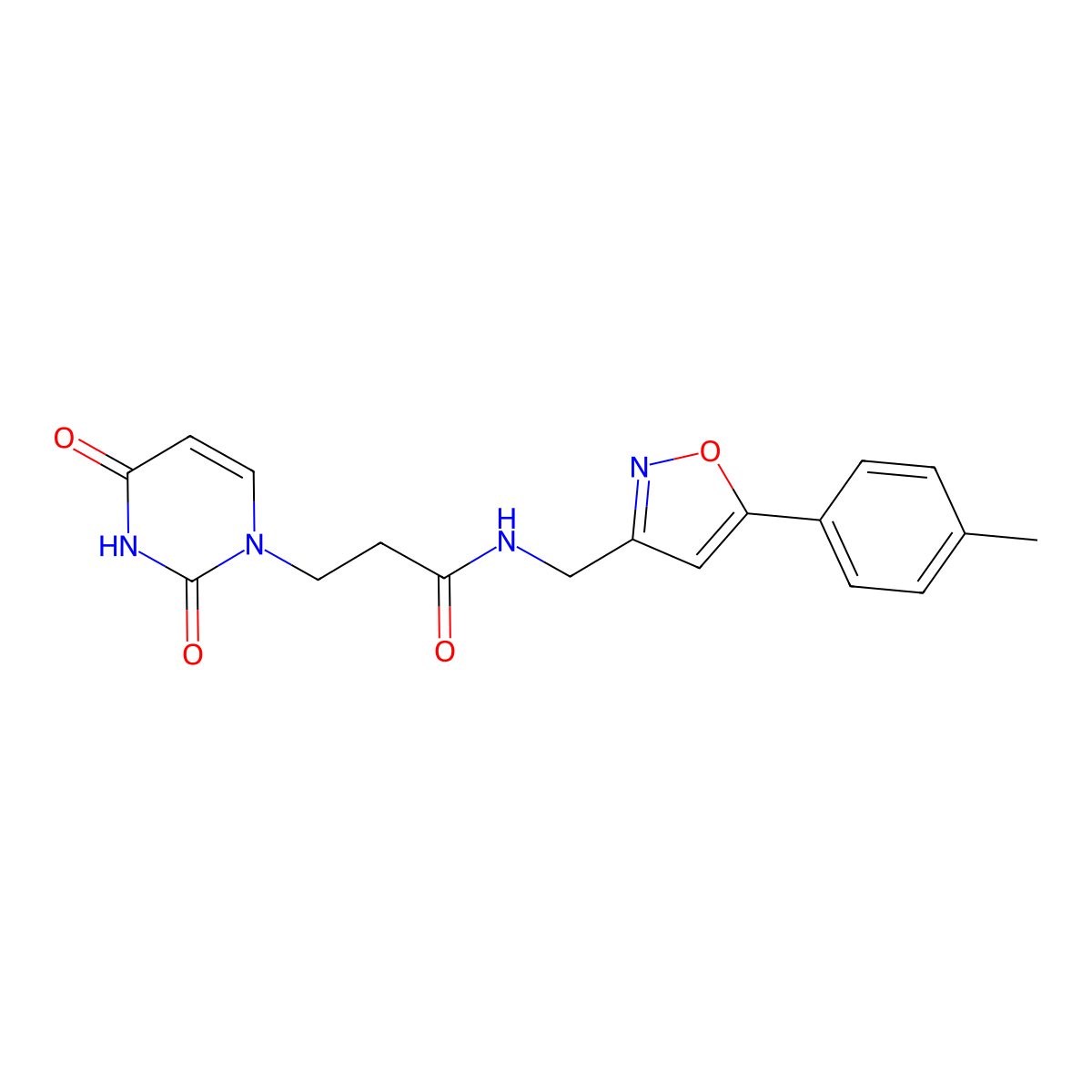 3-(2,4-dioxo-1,2,3,4-tetrahydropyrimidin-1-yl)-N-{[5-(4-methylphenyl)-1,2-oxazol-3-yl]methyl}propanamide molecular structure, CAS 1209237-06-8