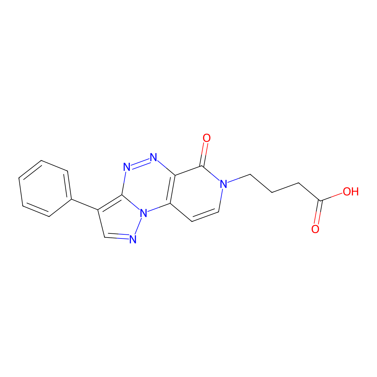 4-(6-oxo-3-phenylpyrazolo[5,1-c]pyrido[4,3-e][1,2,4]triazin-7(6H)-yl)butanoic acid molecular structure, CAS 1209238-97-0