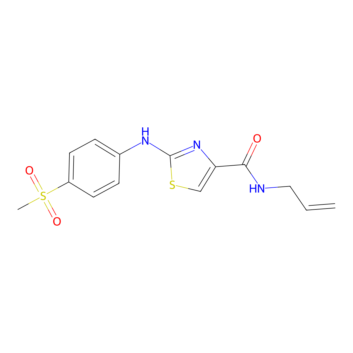 N-allyl-2-((4-(methylsulfonyl)phenyl)amino)thiazole-4-carboxamide molecular structure, CAS 1209242-32-9