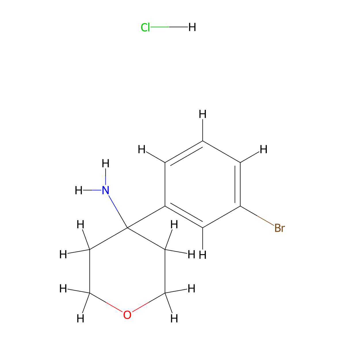 4-(3-Bromophenyl)oxan-4-amine hydrochloride molecular structure, CAS 1209242-66-9