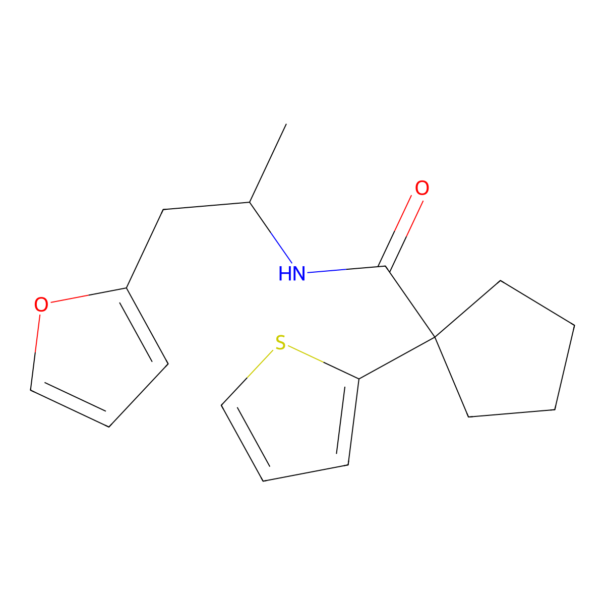 N-(1-(furan-2-yl)propan-2-yl)-1-(thiophen-2-yl)cyclopentanecarboxamide molecular structure, CAS 1209243-30-0