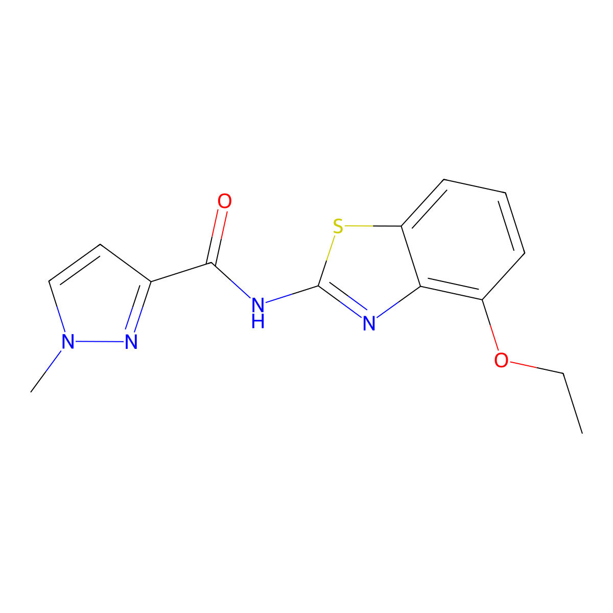 N-(4-ethoxybenzo[d]thiazol-2-yl)-1-methyl-1H-pyrazole-3-carboxamide molecular structure, CAS 1209245-96-4