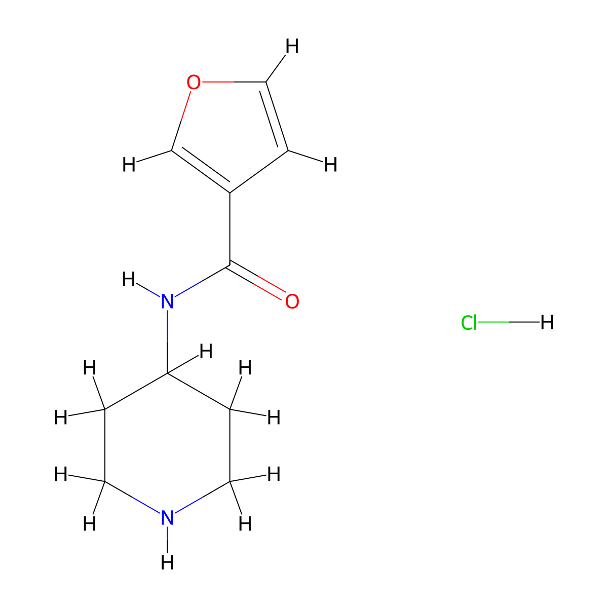 N-(piperidin-4-yl)furan-3-carboxamide hydrochloride molecular structure, CAS 1209254-79-4