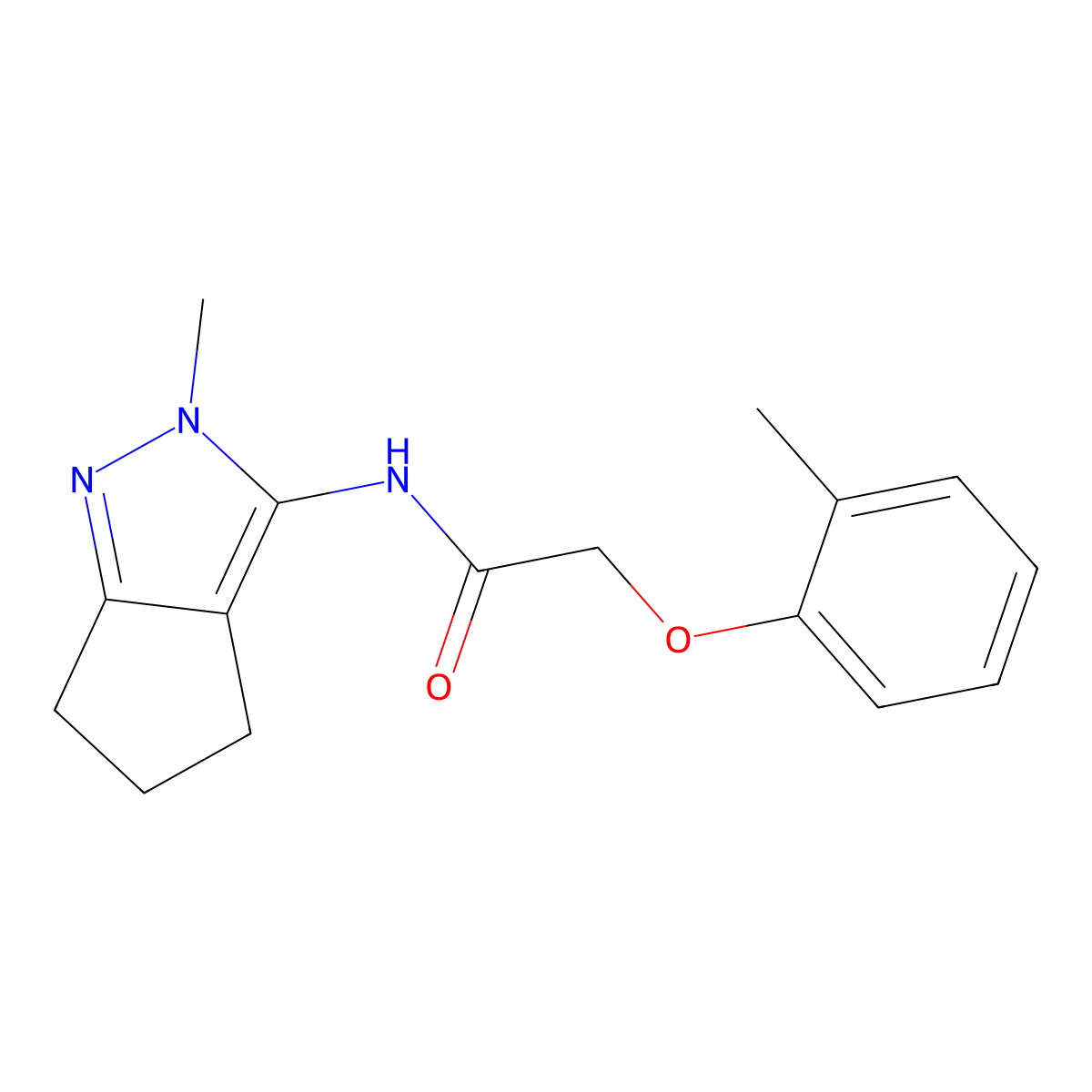 N-{2-methyl-2H,4H,5H,6H-cyclopenta[c]pyrazol-3-yl}-2-(2-methylphenoxy)acetamide molecular structure, CAS 1209254-92-1