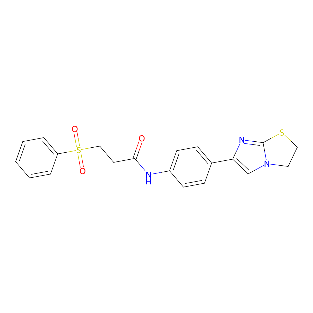 N-(4-(2,3-dihydroimidazo[2,1-b]thiazol-6-yl)phenyl)-3-(phenylsulfonyl)propanamide molecular structure, CAS 1209257-41-9